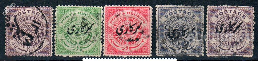 ИНДИЙСКОЕ КНЯЖЕСТВО ХАЙДАРАБАД 1911 КОЛОНИИ БРИТАНИИ НАДПЕЧАТКА СТАРИННЫЕ МАРКИ 65-64