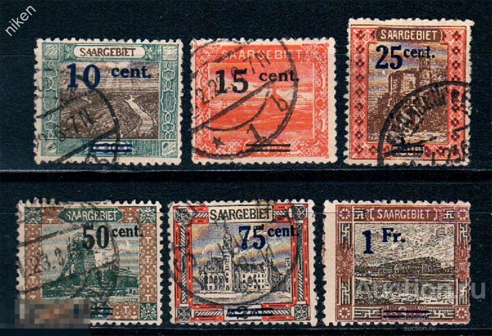 СААР 1921 НАДПЕЧАТКА ШАХТА ДОБЫЧА УГЛЯ  РАТУША РУИНЫ ЗАМКА РЕКА 64-268