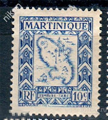 МАРТИНИКА 1947 ФРАНЦУЗСКИЕ КОЛОНИИ КАРТА ОСТРОВА НАЦИОНАЛЬНЫЙ ОРНАМЕНТ 63-113
