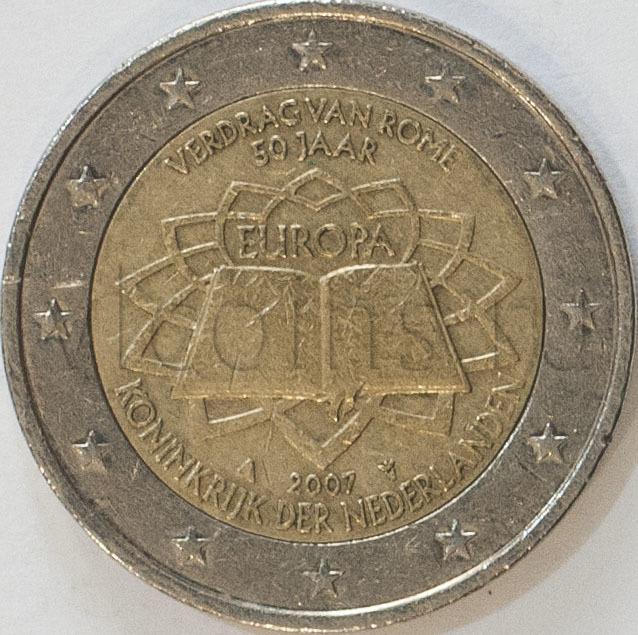 Нидерланды 2 евро 2007 Римский договор VF XF 93991