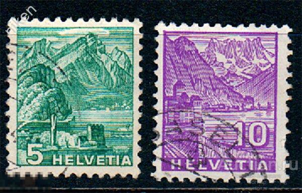 ШВЕЙЦАРИЯ 1936 СТАНДАРТ ГОРЫ ЗАМОК ЛАНДШАФТ 46-1-106