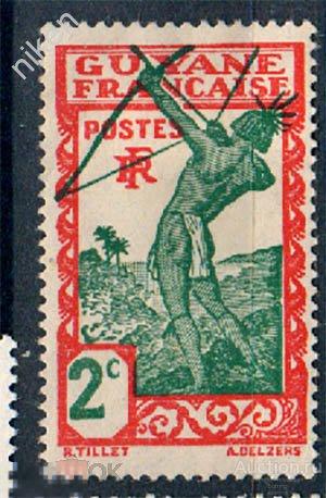 ФРАНЦУЗСКАЯ ГВИАНА 1932 КОЛОНИИ ИНДЕЙЦЫ ЭТНОГРАФИЯ ЛУЧНИК ОХОТНИК СТРЕЛЬБА ИЗ ЛУКА 65-32