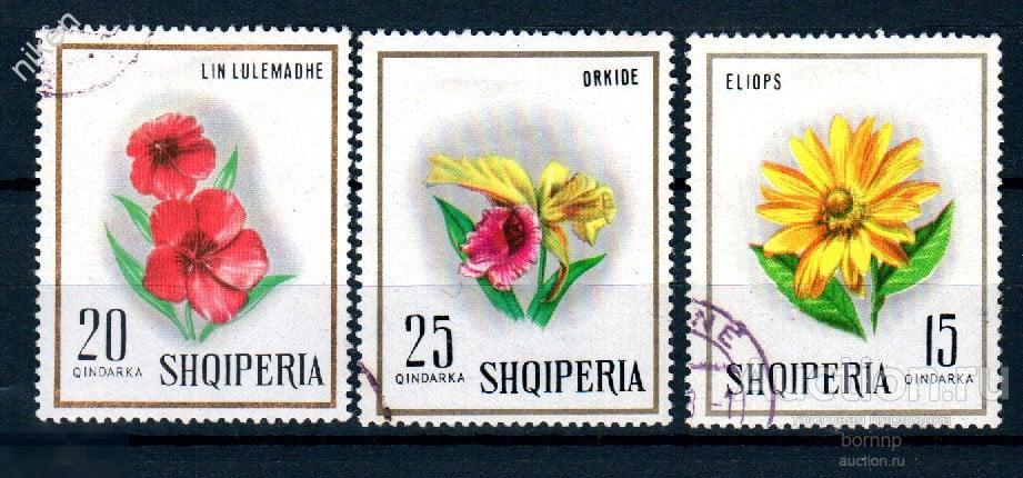 АЛБАНИЯ 1968 ФЛОРА ЦВЕТЫ ОРХИДЕИ ГЕЛИОПСИС ЛЕН КРУПНОЦВЕТКОВЫЙ 59-245