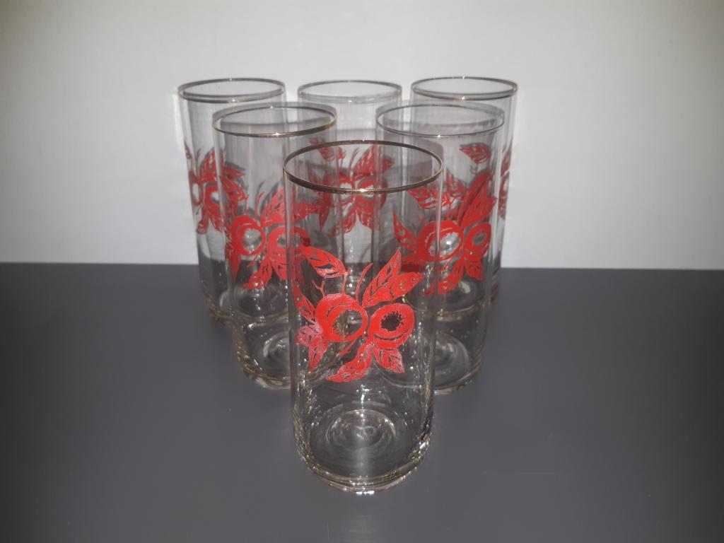 Стакан конусный. Стекло. Орнамент Фрукты. Позолота. СССР. 1990 гг. 20 век.