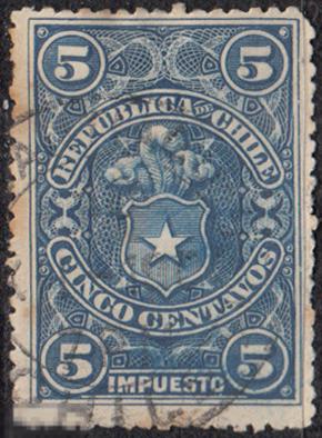 1900 Чили Служебные Стандарт Герб № 10 гаш 0.50 евро