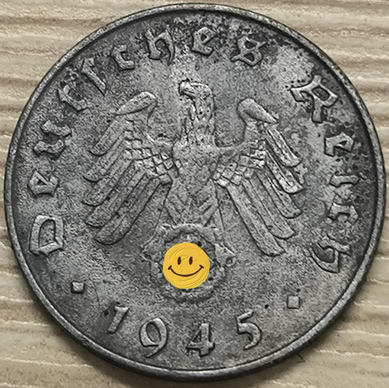 Германия, 3-й Рейх. 10 пфеннигов (рейхспфеннигов) 1945 г. E(Е). VF