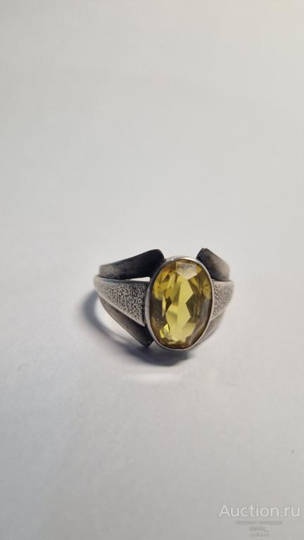 Кольцо. Серебро 875 пробы. Цитрин? Винтаж. Ретро