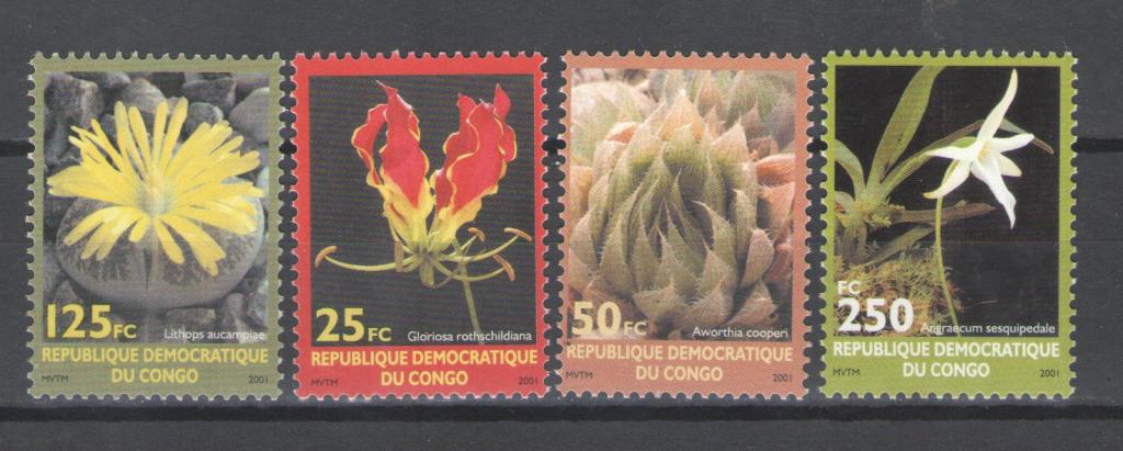 Конго  2002г. Цветы, серия. MNH.