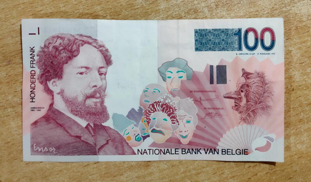 Бельгия 100 франков 1995-2001 года.