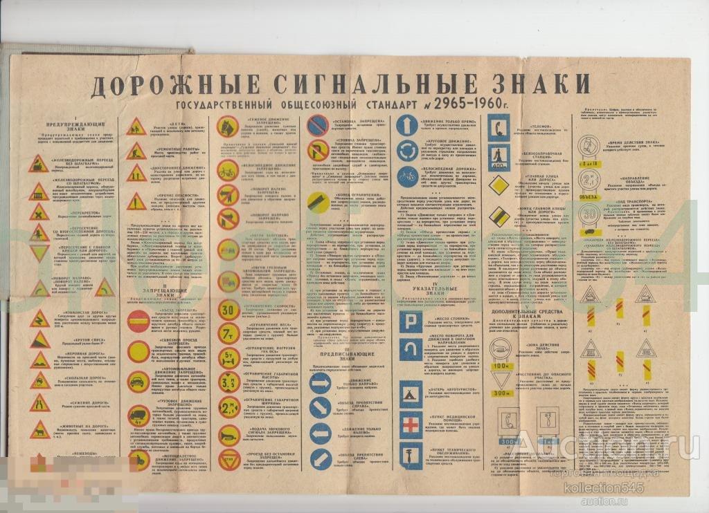 Дорожные сигнальные знаки.1960г. 