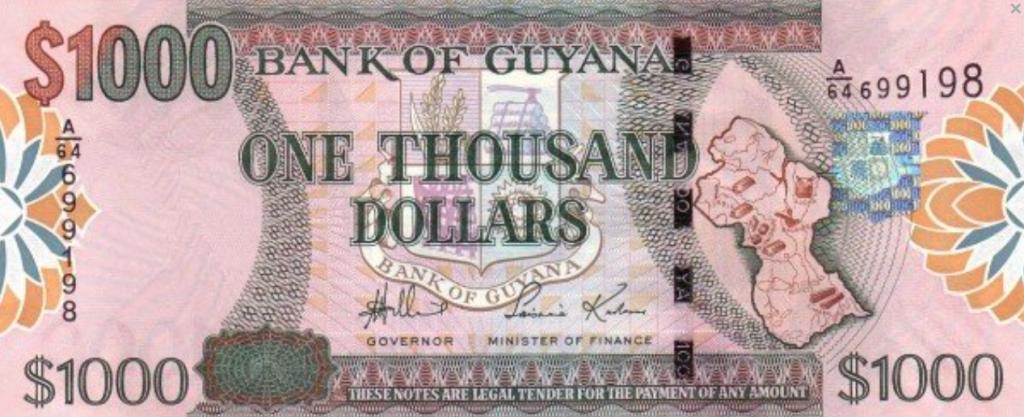 Гайана 1000 долларов 2006 год ПРЕСС/UNC