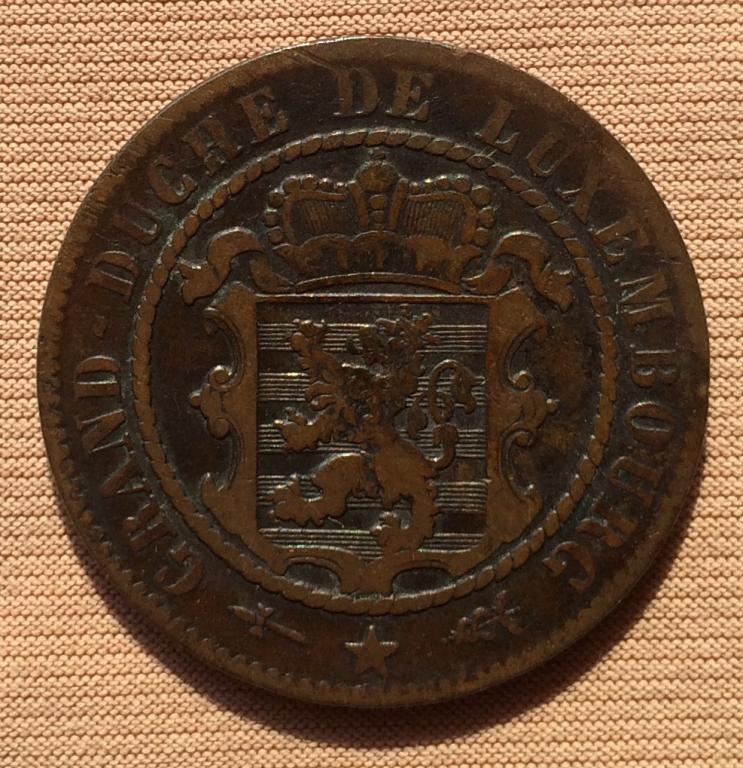Люксембург 10 сантимов 1870 года.