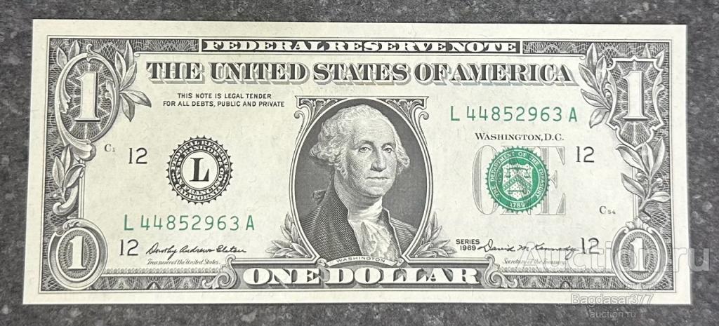 США 1 ДОЛЛАР 1969  12L  ( КАЛИФОРНИЯ ) БЛОК L-A  "UNC!!!" (см.фото)