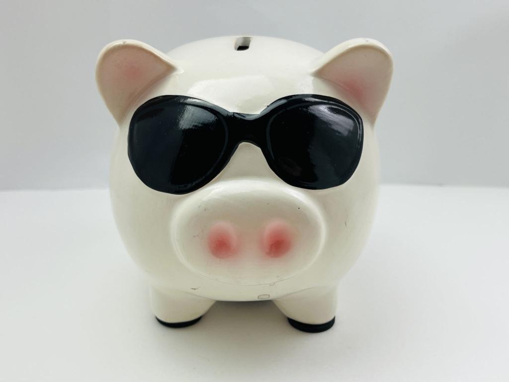 Копилка Свинка в очках, белая, 12 х 10 х 10 см 