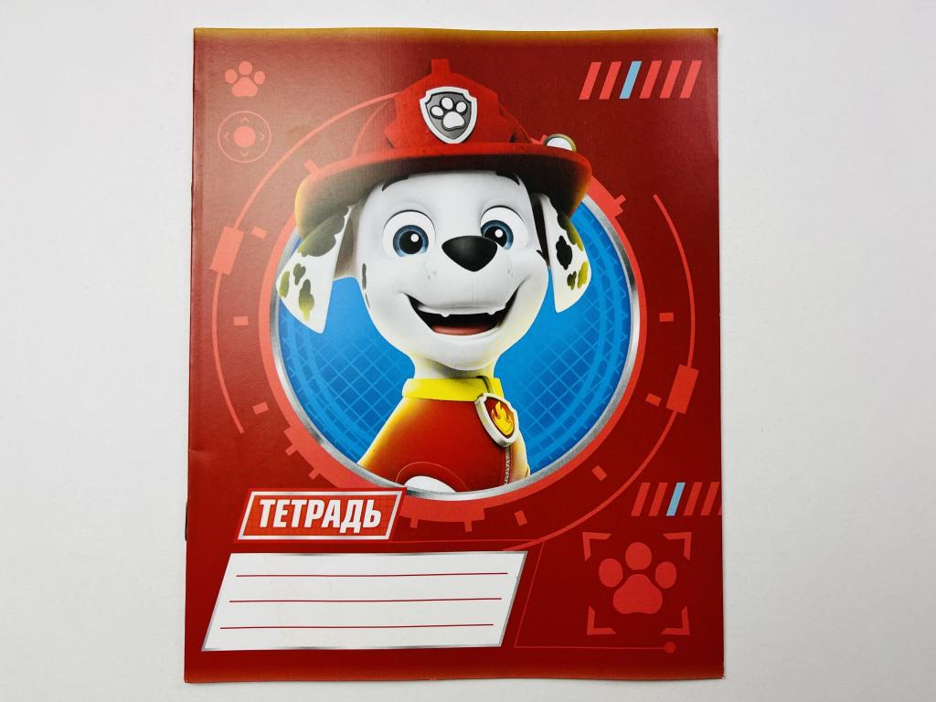 Тетрадь в клетку 12 листов - Щенячий патруль (Paw Patrol). Красная 