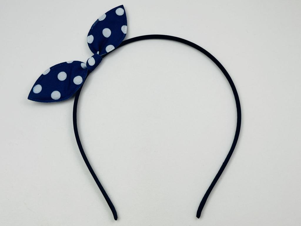 Детский ободок - Синий с бантиком 