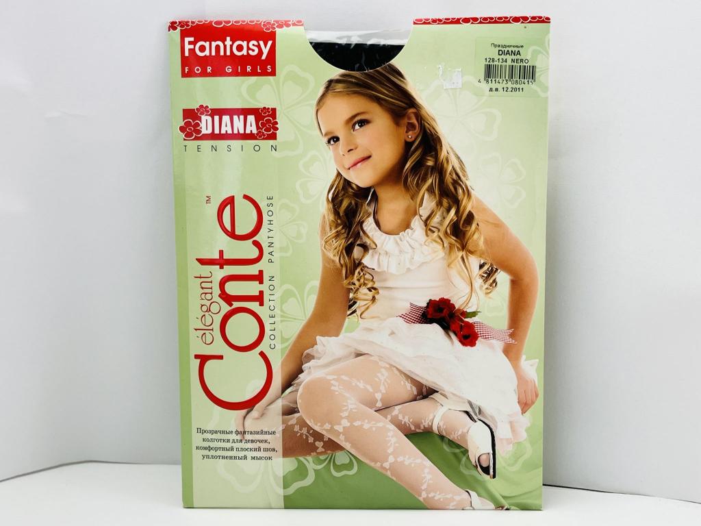Колготки для девочек. Праздничные. Diana. Размер: 128-134 Nero (Черные) 
