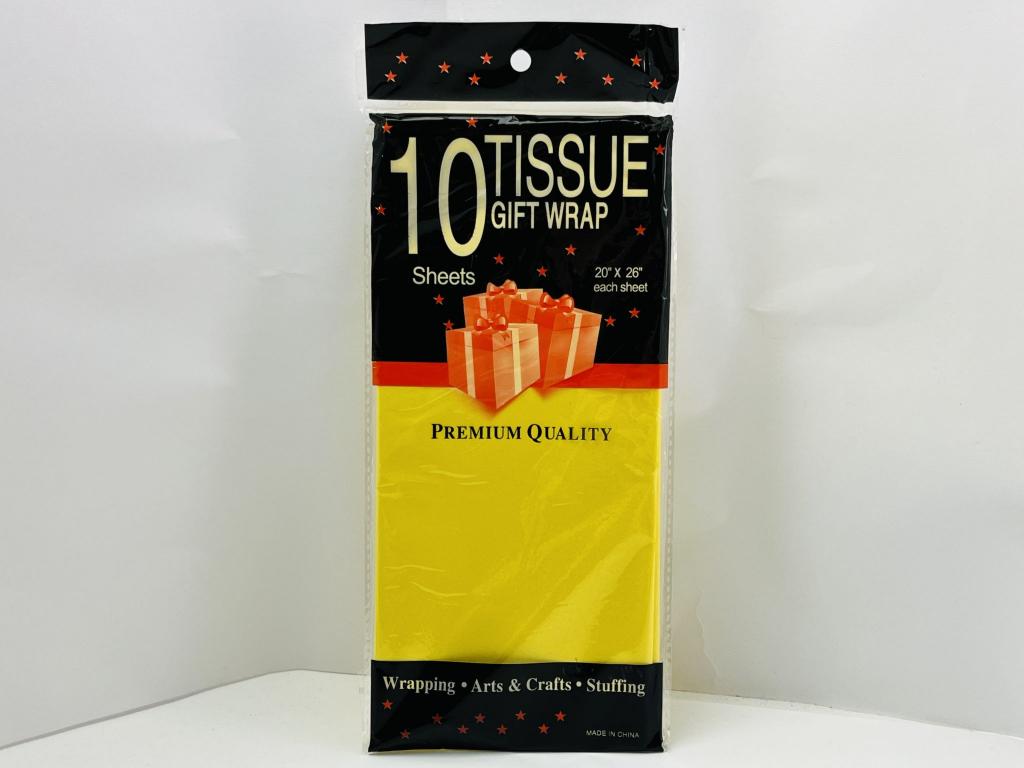 Бумага тишью, желтый, 50 х 66 см. 10 листов 