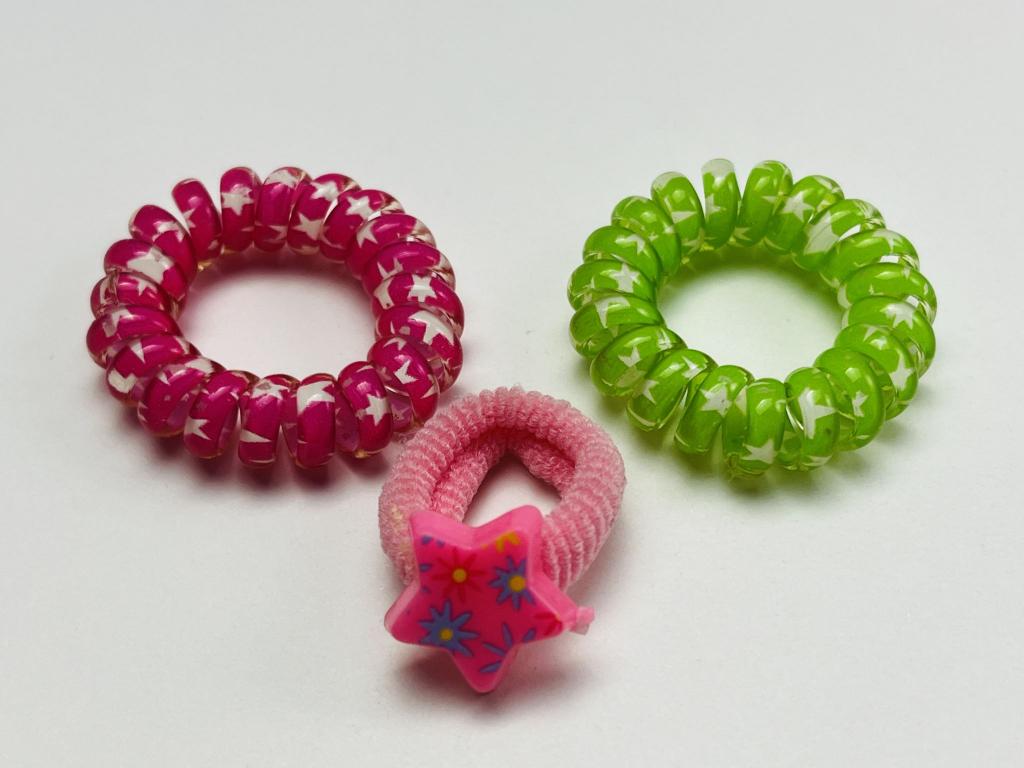 Набор из 3 резинок для волос: Розовая, зеленая и со звездочкой 