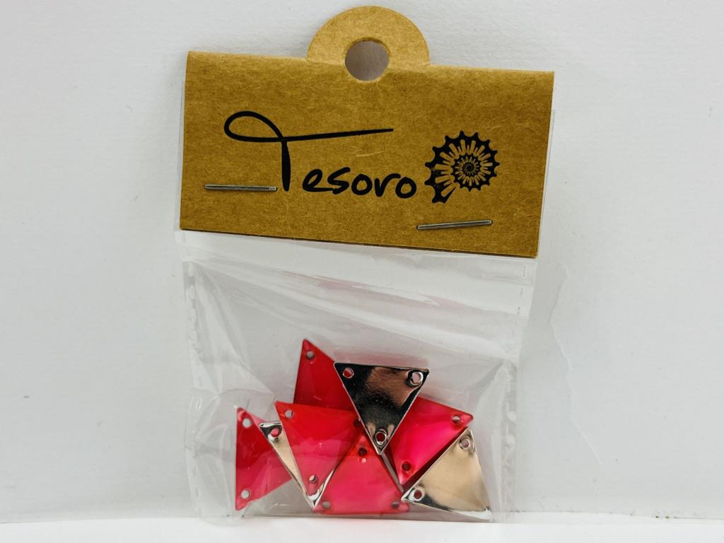 Набор из 10 страз: стразы пришивные. Розовые треугольники 