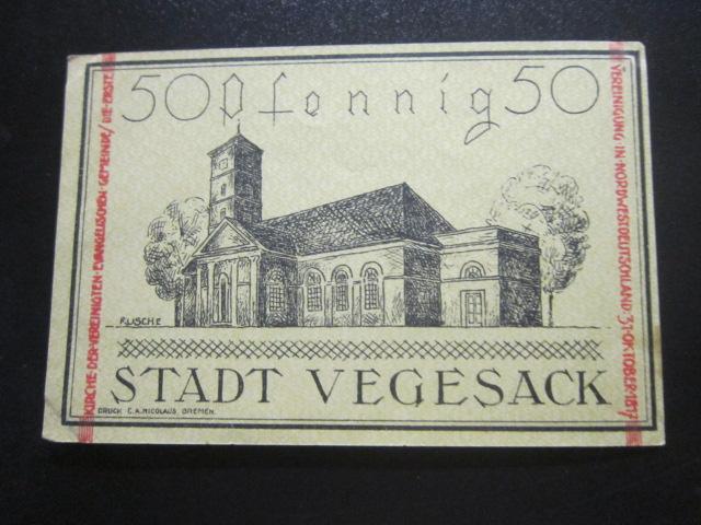 ГЕРМАНИЯ НОТГЕЛЬД    50  ПФЕННИГОВ     VEGESACK