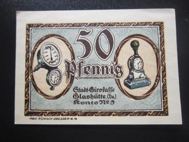 ГЕРМАНИЯ НОТГЕЛЬД  50  ПФЕННИГОВ       Glashütte