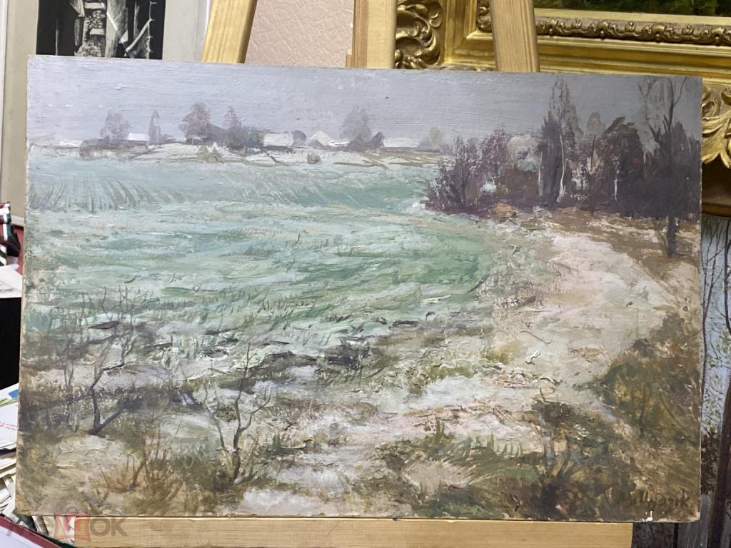 Картина старая пейзаж подпись Цудзик