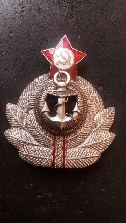 Кокарда ВМФ СССР, серебристая, тяжёлая. Оригинал.