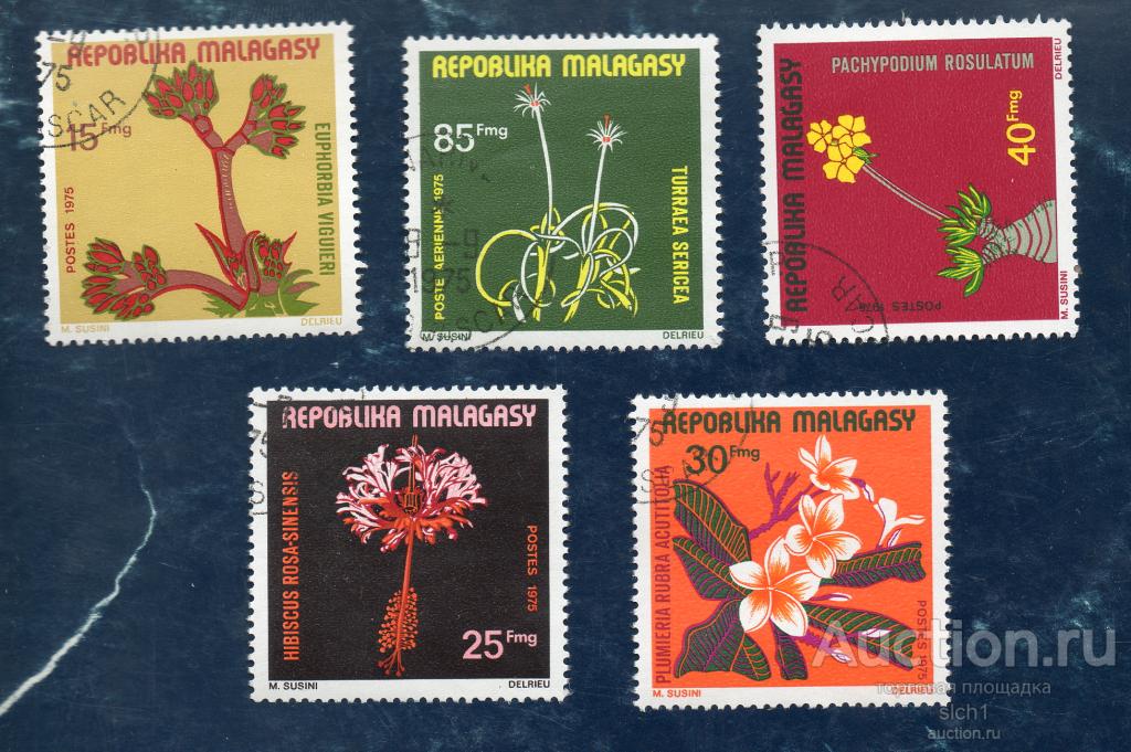 Мадагаскар 1975  Флора ЦВЕТЫ  гашён