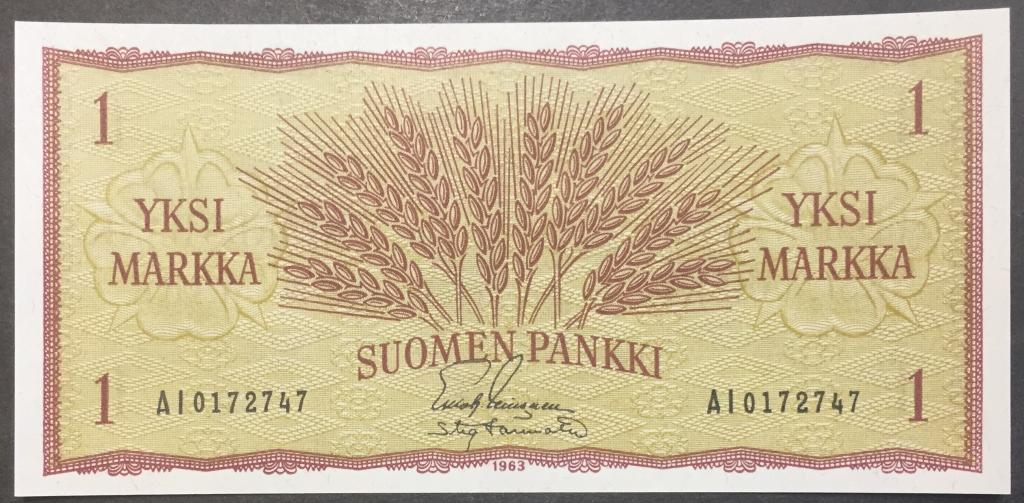 1 марка 1963 год  AI 0172747 Финляндия пресс