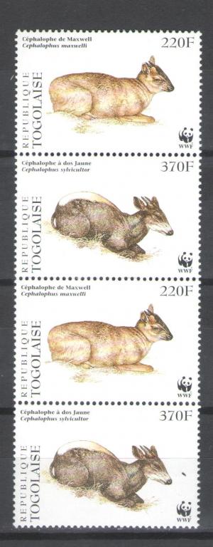 Того 1996г.  Антилопы , сцепка, WWF. MNH.