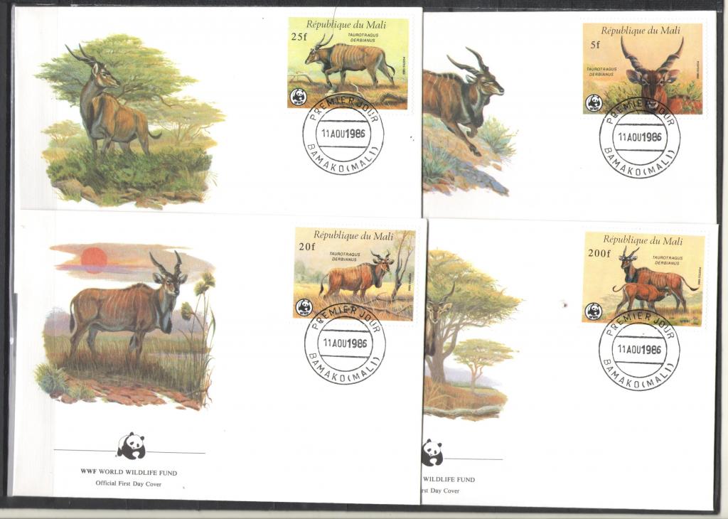 Мали 1986г.  Антилопы , 4 КПД, WWF.