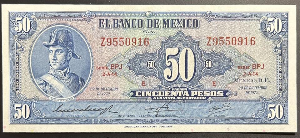 Мексика 50 песо 1972 год ПРЕСС/UNC