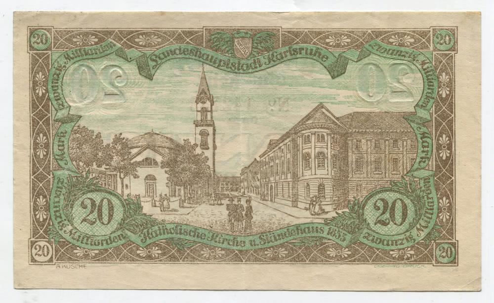 ГЕРМАНИЯ/КАРЛСРУЭ 20 МИЛЛИАРДОВ МАРОК 1923