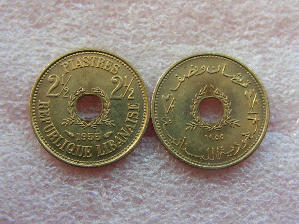 Ливан 2 1/2 пиастра 1955 unc-aunc / 2,5