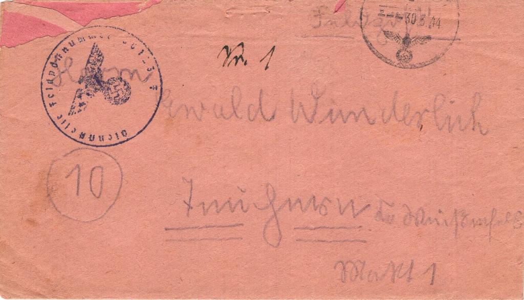 Конверт и письмо Германия Полевая почта 27.03.1944 г 3 Рейх