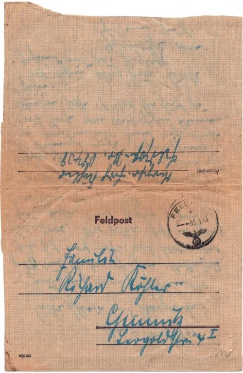 Конверт-письмо Германия Полевая почта 05.03.1944 г 3 Рейх