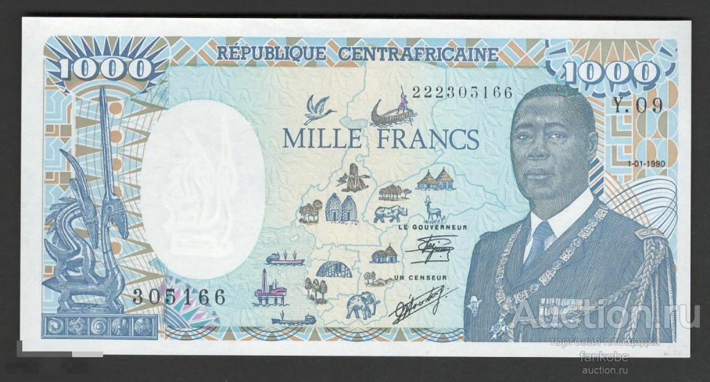Центральноафриканская республика 1000 франков 1990 года. Тип Р-16. Состояние UNC!
