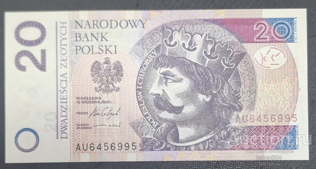 Польша 20 злотых 2016 г. UNC.