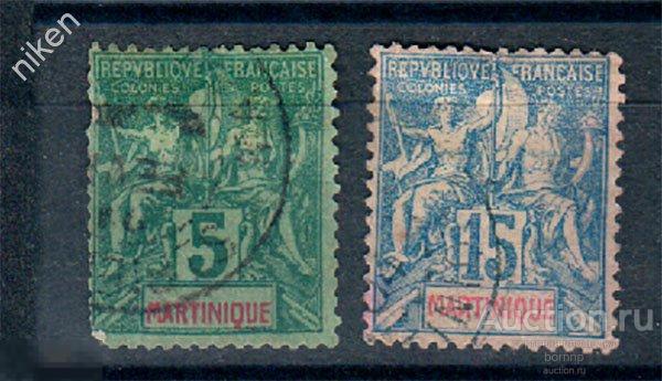 МАРТИНИКА 1892 ФРАНЦУЗСКИЕ КОЛОНИИ СТАНДАРТ ЭКЗОТИКА СТАРИННЫЕ МАРКИ 19 ВЕКА 55-1-266