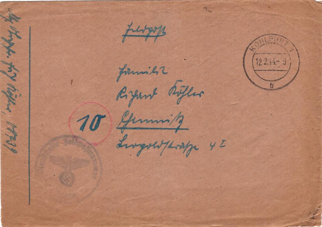 Конверт и письмо Германия Полевая почта 12.02.1944 г 3 Рейх