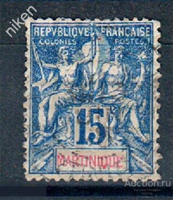 МАРТИНИКА 1892 ФРАНЦУЗСКИЕ КОЛОНИИ СТАНДАРТ ЭКЗОТИКА СТАРИННЫЕ МАРКИ 19 ВЕКА 55-1-271