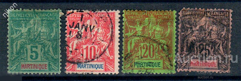 МАРТИНИКА 1892 ФРАНЦУЗСКИЕ КОЛОНИИ СТАНДАРТ ЭКЗОТИКА СТАРИННЫЕ МАРКИ 19 ВЕКА 55-1-270
