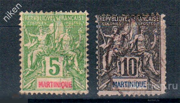 МАРТИНИКА 1892 ФРАНЦУЗСКИЕ КОЛОНИИ СТАНДАРТ ЭКЗОТИКА СТАРИННЫЕ МАРКИ 19 ВЕКА 55-1-264