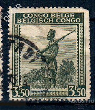 БЕЛЬГИЙСКОЕ КОНГО 1942 КОЛОНИИ ВМВ СОЛДАТ АСКАРИ С ВИНТОВКОЙ ЭТНОГРАФИЯ  53-3-234