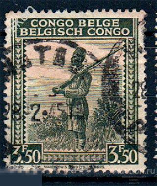 БЕЛЬГИЙСКОЕ КОНГО 1942 КОЛОНИИ ВМВ СОЛДАТ АСКАРИ С ВИНТОВКОЙ ЭТНОГРАФИЯ  53-3-233