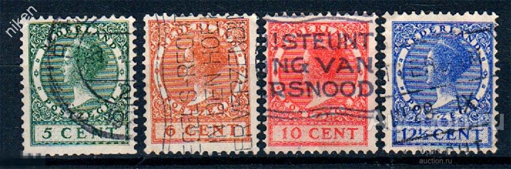 НИДЕРЛАНДЫ 1924 СТАНДАРТ КОРОЛЕВА ВИЛЬГЕЛЬМИНА ГАШЕНИЕ  52-2-260
