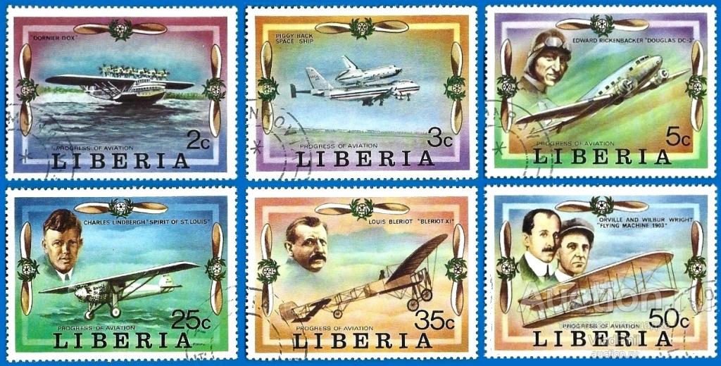 Либерия 1978 MiNr 1047А-1052А. История авиации (2.2 € | $ 2.05) CTO