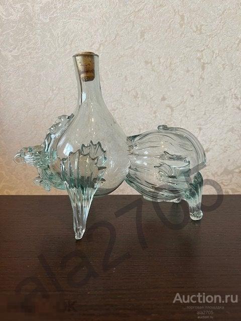 Бык, бизон, Буйвол, бутылка, графин, штоф, выдувное стекло, винтаж