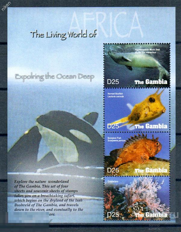 ГАМБИЯ 2005 ФАУНА МОРЯ КАСАТКИ РЫБЫ ТЮЛЕНИ 42-2-44
